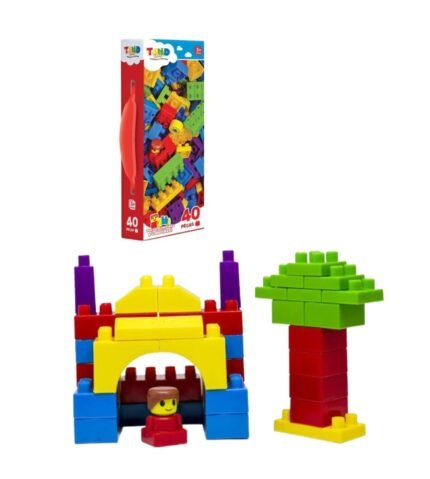 Mini Maleta com 40 Peças de Bloquinhos de Encaixe Coloridos