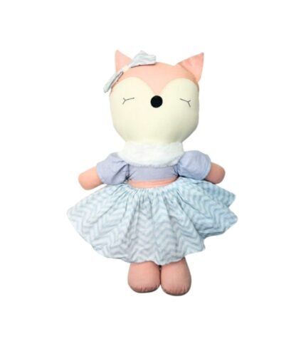 Boneca em Pano Raposa com Vestido Azul Listrado 49 cm Mury Baby