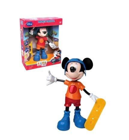 Boneco Mickey Esportivo com Skate - Divertido e Seguro para Crianças