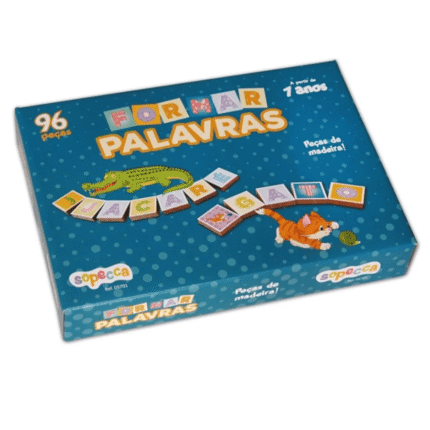 Brinquedo Pedagógico Formar Palavras 96 Peças em Madeira Sopecca