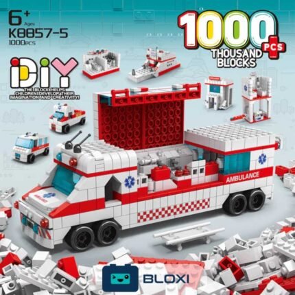 BLOCOS DE MONTAR AMBULANCIA - KIT 1000 PECAS 6 EM 1