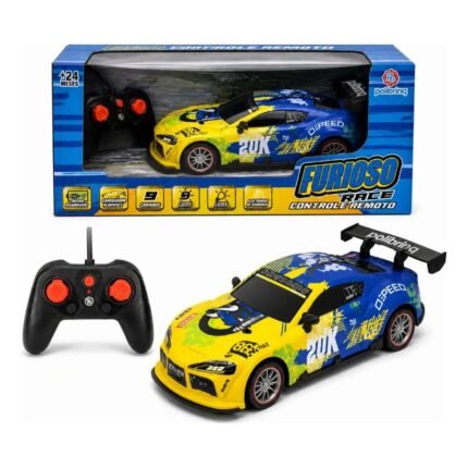 CARRINHO DE CONTROLE REMOTO COM LUZ, FUMACA, BATERIA RECARREGAVEL - FURIOSO RACER
