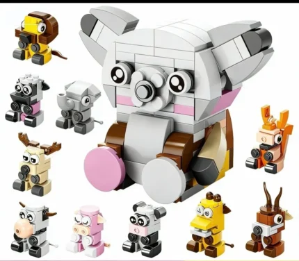 BLOCOS DE MONTAR / PEQUENAS MONTAGENS 10 EM 1 / ANIMAIS FOFOS