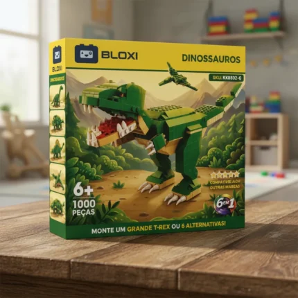 BLOCOS DE MONTAR DINOSSAUROS - KIT 1000 PECAS 6 EM 1